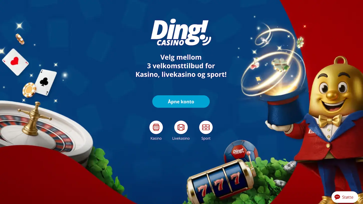 Ding Casino logo - Online casino med raske utbetalinger og live dealer spill for norske spillere