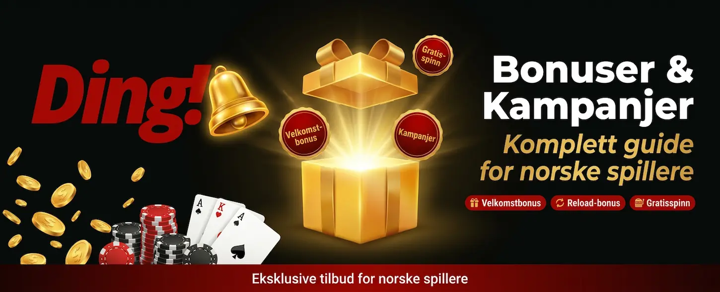 Ding Casino bonuser og kampanjer – komplett guide til velkomstbonus og gratisspinn for norske spillere.