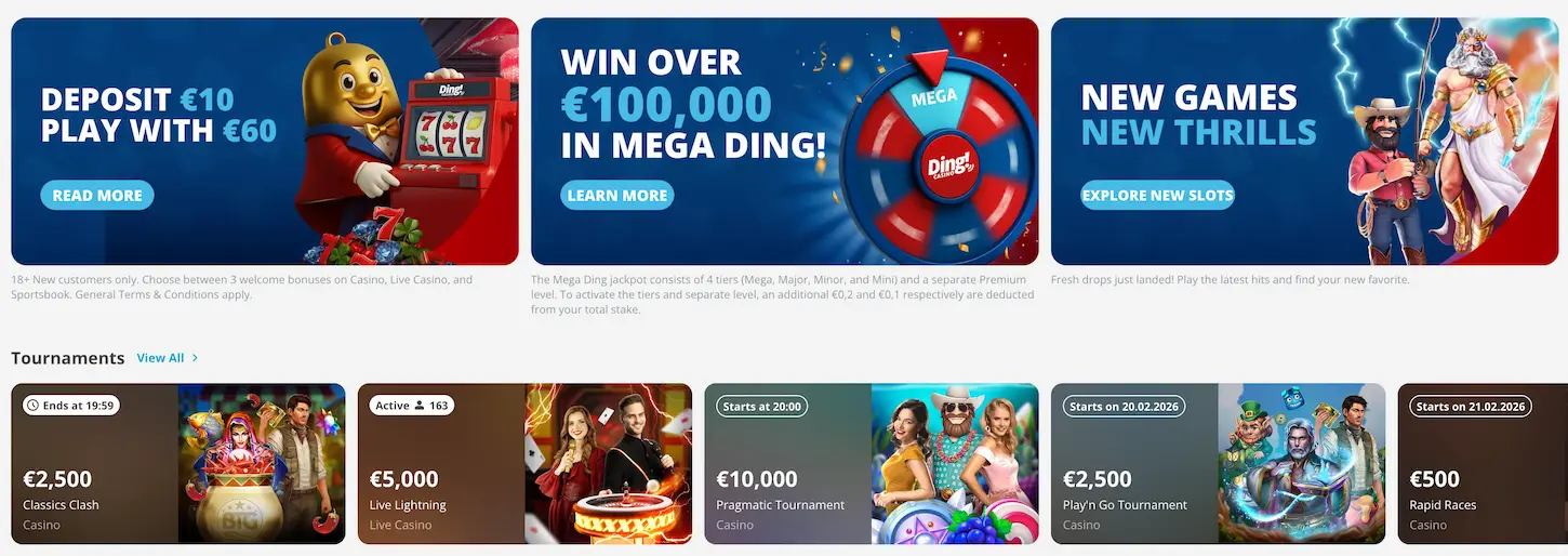Ding Casino bonuser og kampanjer - velkomstbonus, lojalitetsprogram og eksklusive tilbud for norske spillere