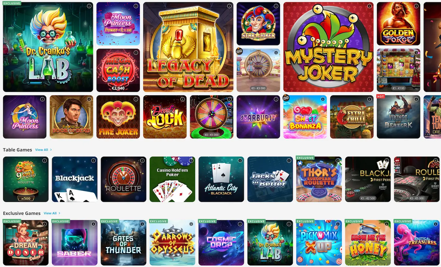 Ding Casino spillbibliotek med spilleautomater, live dealer og bordspill